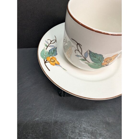 Woodhill by Citation Floral Design Flat Coffee Cup and Saucer Set of 2 - Picture 3 of 11